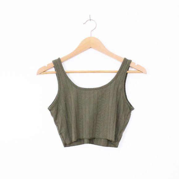 *Zaful Green Ribbed Cropped Tank Top - Picture 4 of 6